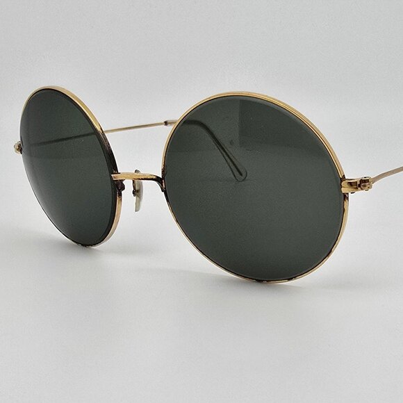 Ray-Ban B&L Bausch & Lomb Round Gold Frame G15 Green Lens Lennon Sunglasses 54mm